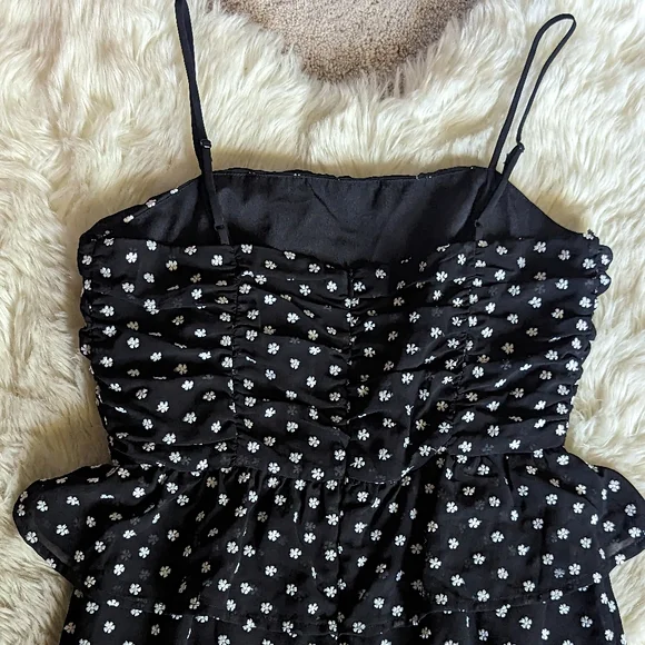 EUC Lulus Show Them Up Black Floral Embroidered Peplum Wide Leg Jumpsuit - Picture 15 of 15